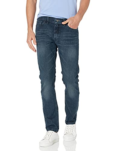 Nautica Men's 5 Pocket Slim Fit Stretch Jean, Smokey Blue Wash, 32W 32L