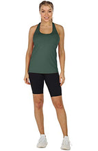 Load image into Gallery viewer, icyzone Women&#39;s Built in Bra Workout Tank Tops - Strappy Athletic Yoga Tops, Exercise Running Gym Shirts (Smoke Pine, Small)
