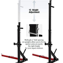 Load image into Gallery viewer, Merax Barbell Rack 550LBS Max Load Adjustable Squat Stand Dipping Station Gym Weight Bench Press Stand (Black/Red)
