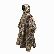 Load image into Gallery viewer, Woodland Camo Rain Poncho Hooded Waterproof Camouflauge Raincoat for Hunting Hiking Camping Fishing Forest Green
