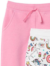 Load image into Gallery viewer, Spotted Zebra Girls&#39; Kids Fleece Jogger Sweatpants, 2-Pack Unicorn Surprise/Pink, Large
