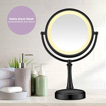 Load image into Gallery viewer, Conair Reflections Double-sided Incandescent Lighted Vanity Makeup Mirror, 1x/7x magnification, Matte Black finish
