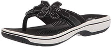 Load image into Gallery viewer, Clarks Women&#39;s Brinkley Flora Flip-Flop, Black Synthetic, 9
