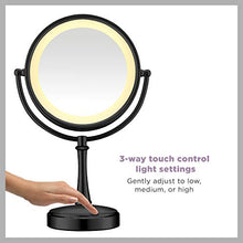 Load image into Gallery viewer, Conair Reflections Double-sided Incandescent Lighted Vanity Makeup Mirror, 1x/7x magnification, Matte Black finish
