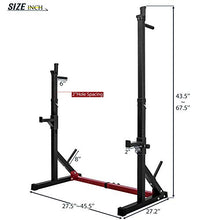 Load image into Gallery viewer, Merax Barbell Rack 550LBS Max Load Adjustable Squat Stand Dipping Station Gym Weight Bench Press Stand (Black/Red)
