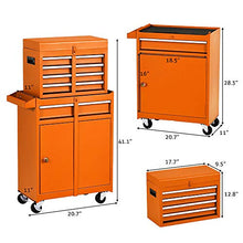 Load image into Gallery viewer, 5-Drawer Tool box Tool Chest, High Capacity Rolling Tool box Tool Storage Tool Cabinet Large Big Toolbox 2 in 1 Tool Organizer with 4 Wheels and Lockable Drawers,Garage Warehouse (orange)
