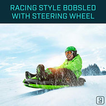 Load image into Gallery viewer, Gizmo Riders Stratos - 2-Person Racing Style Bobsled with Steering Wheel, Corrosion Free Plastic with Snap Together Assembly, Holds 250lbs, Ages 3 and Up (Mystic Green)
