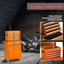 Load image into Gallery viewer, 5-Drawer Tool box Tool Chest, High Capacity Rolling Tool box Tool Storage Tool Cabinet Large Big Toolbox 2 in 1 Tool Organizer with 4 Wheels and Lockable Drawers,Garage Warehouse (orange)
