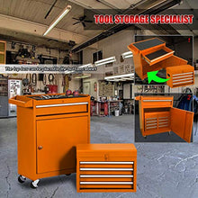 Load image into Gallery viewer, 5-Drawer Tool box Tool Chest, High Capacity Rolling Tool box Tool Storage Tool Cabinet Large Big Toolbox 2 in 1 Tool Organizer with 4 Wheels and Lockable Drawers,Garage Warehouse (orange)
