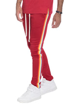Load image into Gallery viewer, RAINBOW TAPED TRACK PANTS-RED
