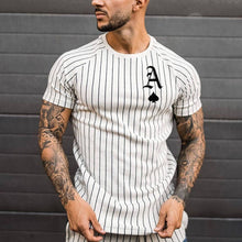 Load image into Gallery viewer, T Shirt for Men Stripped Tshirt Summer Men Clothing Streetwear Round Neck Shirt Fashion Poker Print Short Sleeve T-shirts Tops
