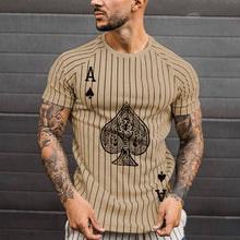Load image into Gallery viewer, T Shirt for Men Stripped Tshirt Summer Men Clothing Streetwear Round Neck Shirt Fashion Poker Print Short Sleeve T-shirts Tops
